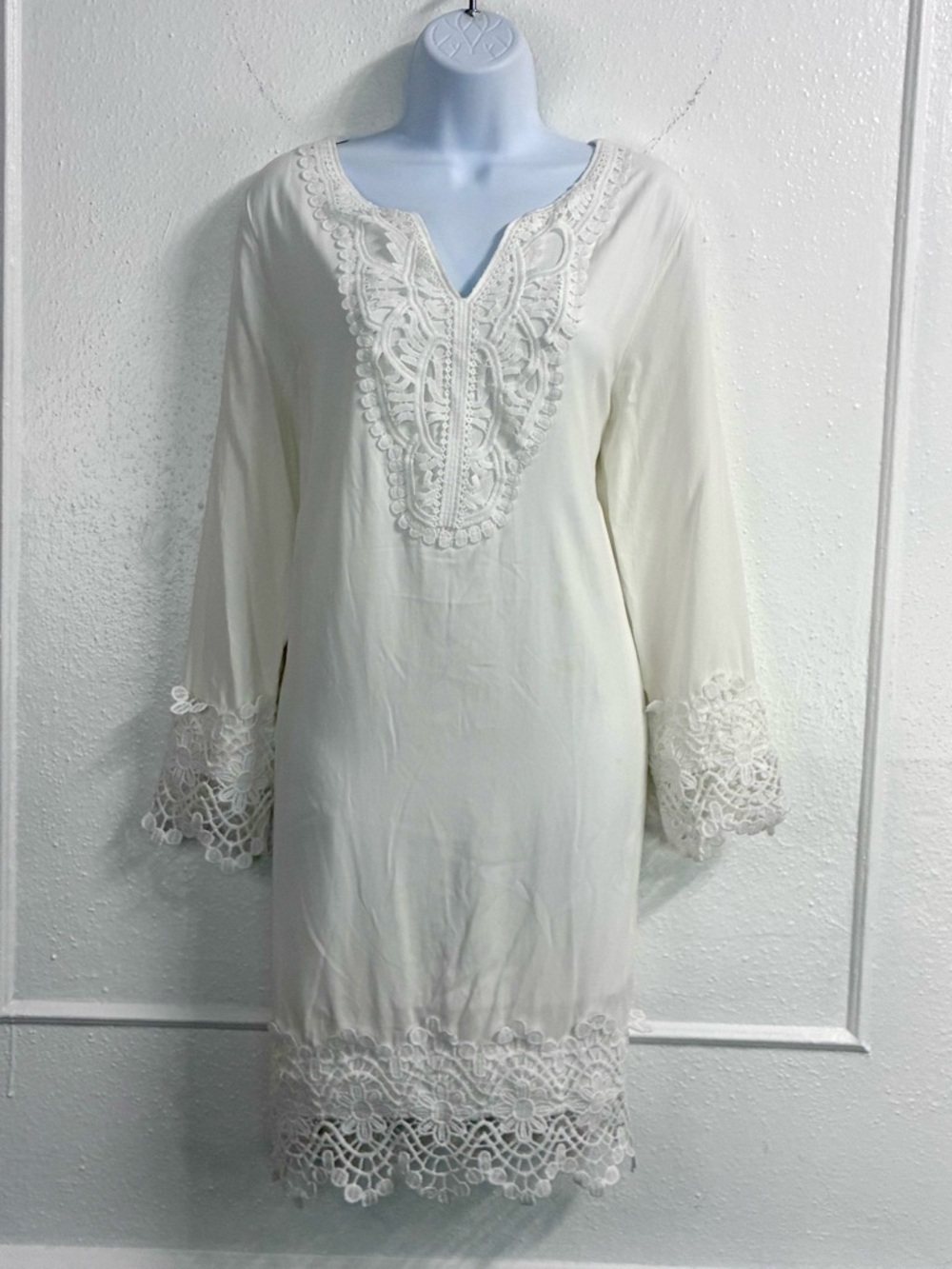 Chic Connection White Crochet-Trim Mini Dress NWT Sz.S